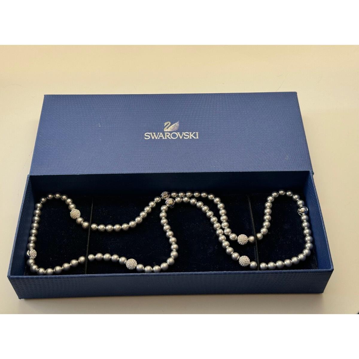 Swarovski Women`s Fashion Jewelry Silver Tone Beaded Elegant Magnetic Necklace