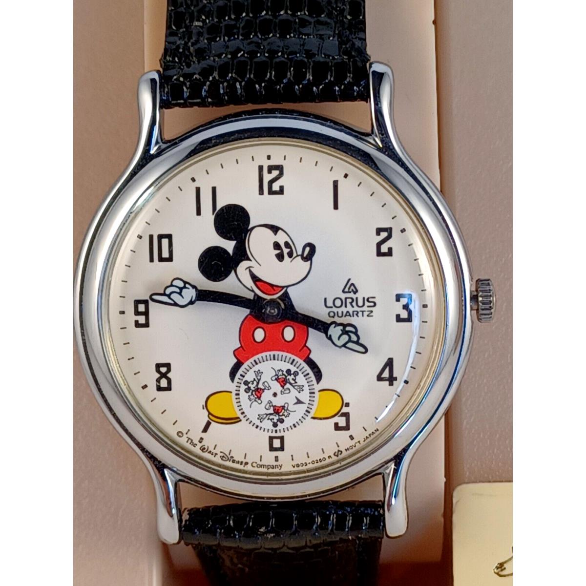 Mickey Mouse Lorus Watch Rotating Small Seconds Sub-dial Mib Disney Vtg Arms Mov