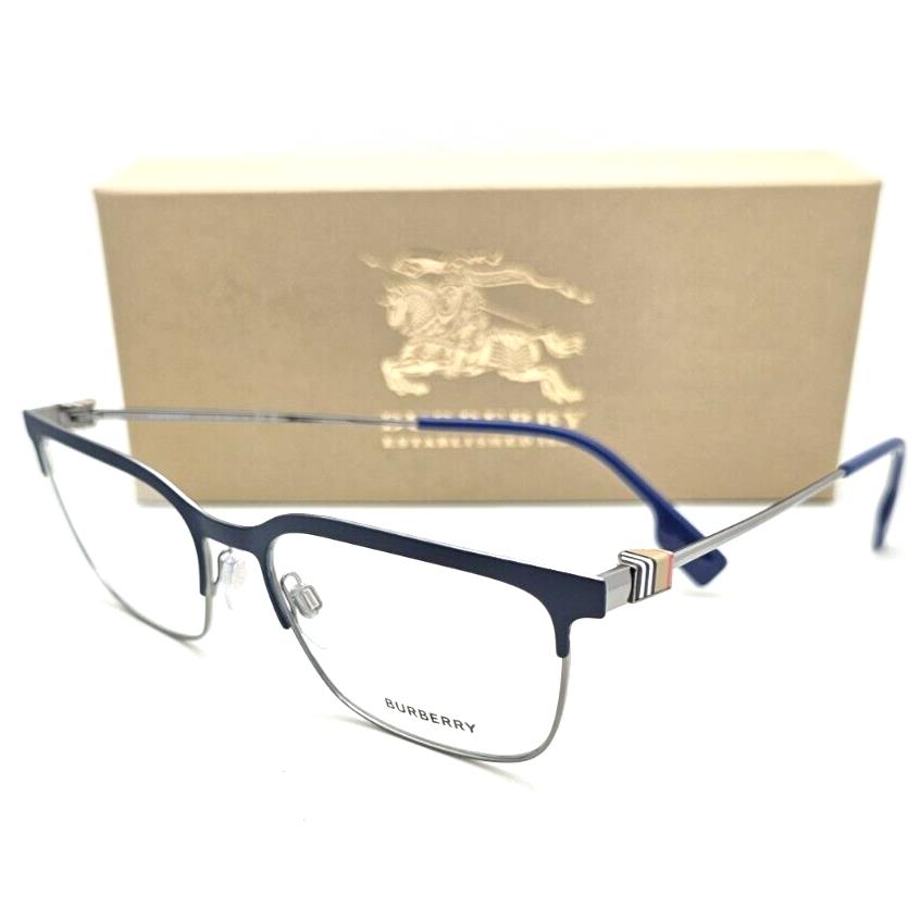 Burberry Eyeglasses B 1375 1003 56-18 145 Matte Blue Shiny Gunmetal Frames