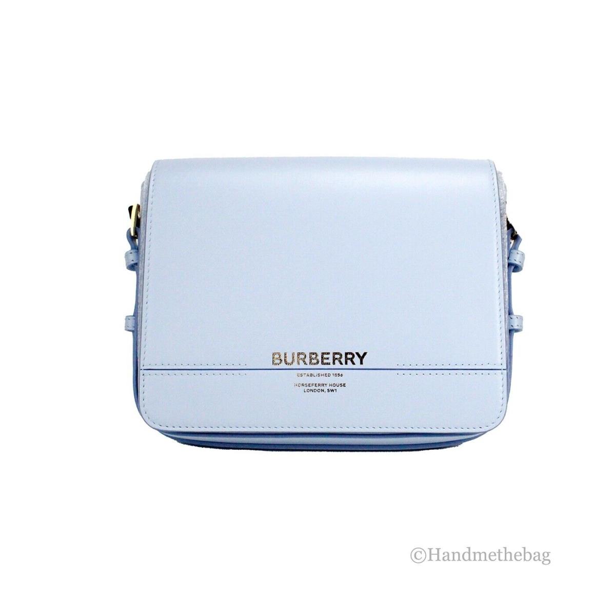 Burberry Grace Small Pale Blue Smooth Leather Flap Crossbody Bag Purse