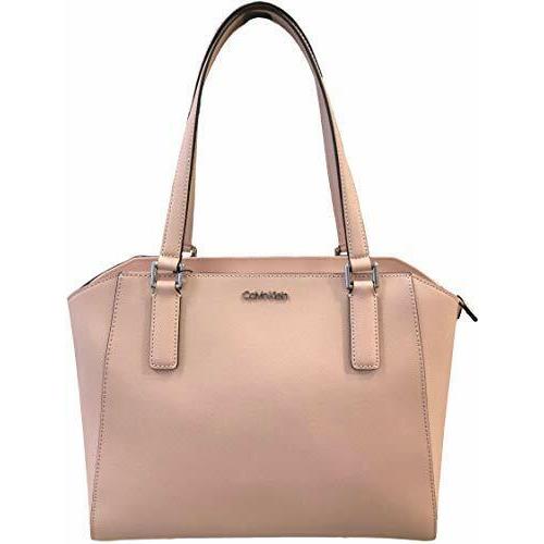 Calvin Klein Women`s Saffiano Leather Dome Satchel Pink Large