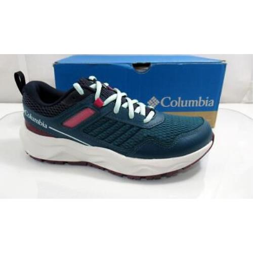 Women`s Columbia Plateau Hiking Shoes Lace Up Sneakers Blue Deep Water Size 8.5