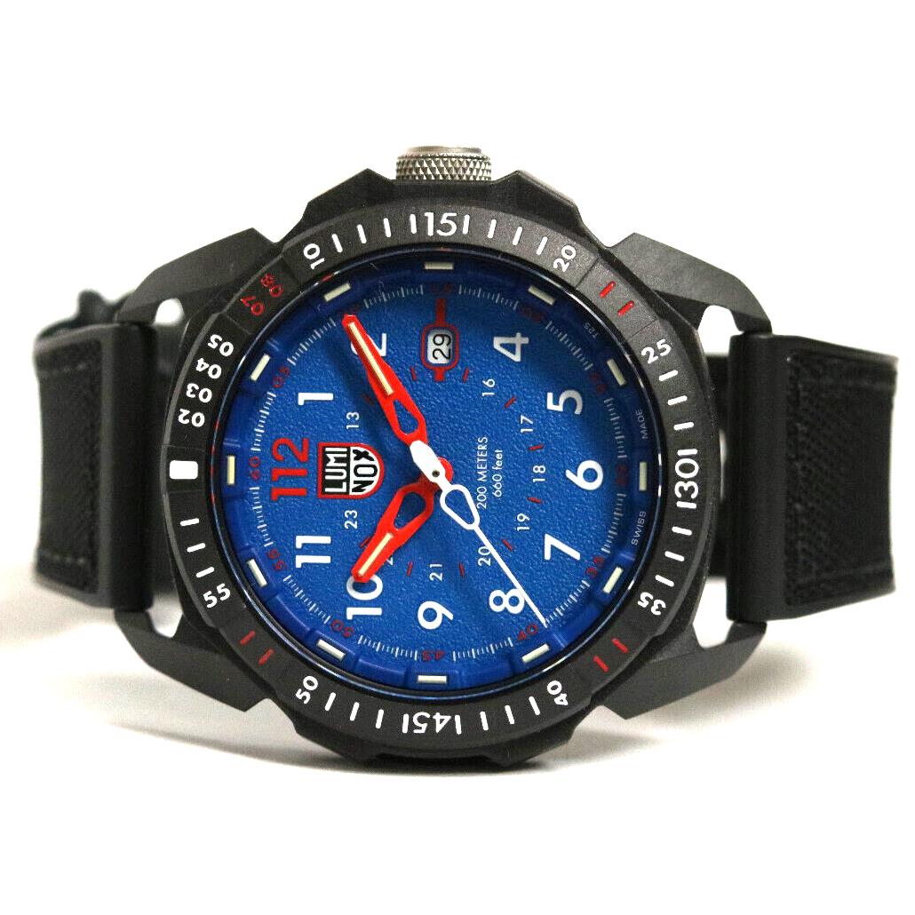 Luminox XL.1003 Ice-sar Blue Dial Arctic Men`s Watch - Dial: Black/Blue, Band: Black Rubber Signature Strap with white Stitchin