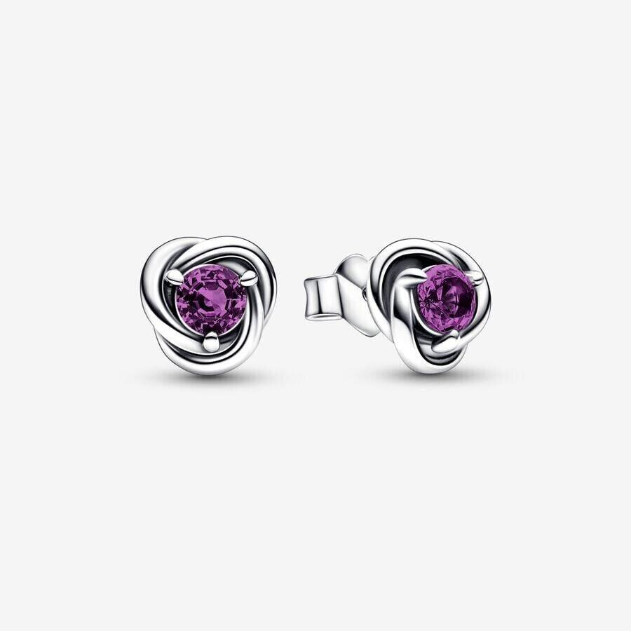 Pandora February Purple Eternity Circle Stud Earrings 292334C02