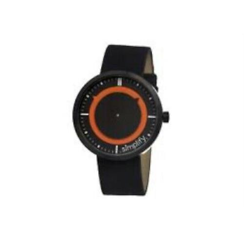 Simplify 0703 Unisex The 700 Series Black Leather Ergonomic Comfort Watch