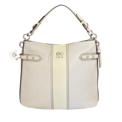 Coach Colette Ivory Off White Chalk Pebbled Leather Shoulder Hobo Purse