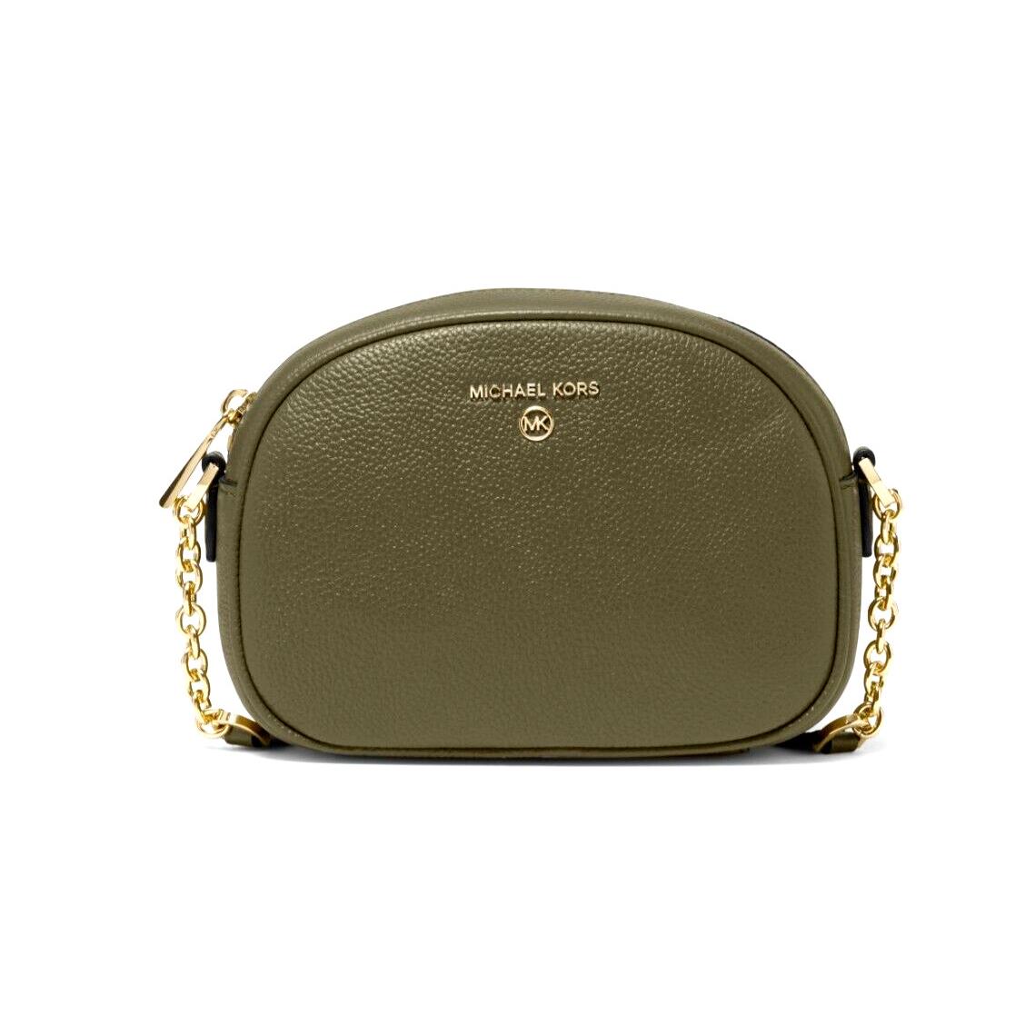 Michael Kors Jet Set Charm Small Oval Camera Crossbody Leather Olive Dustbag