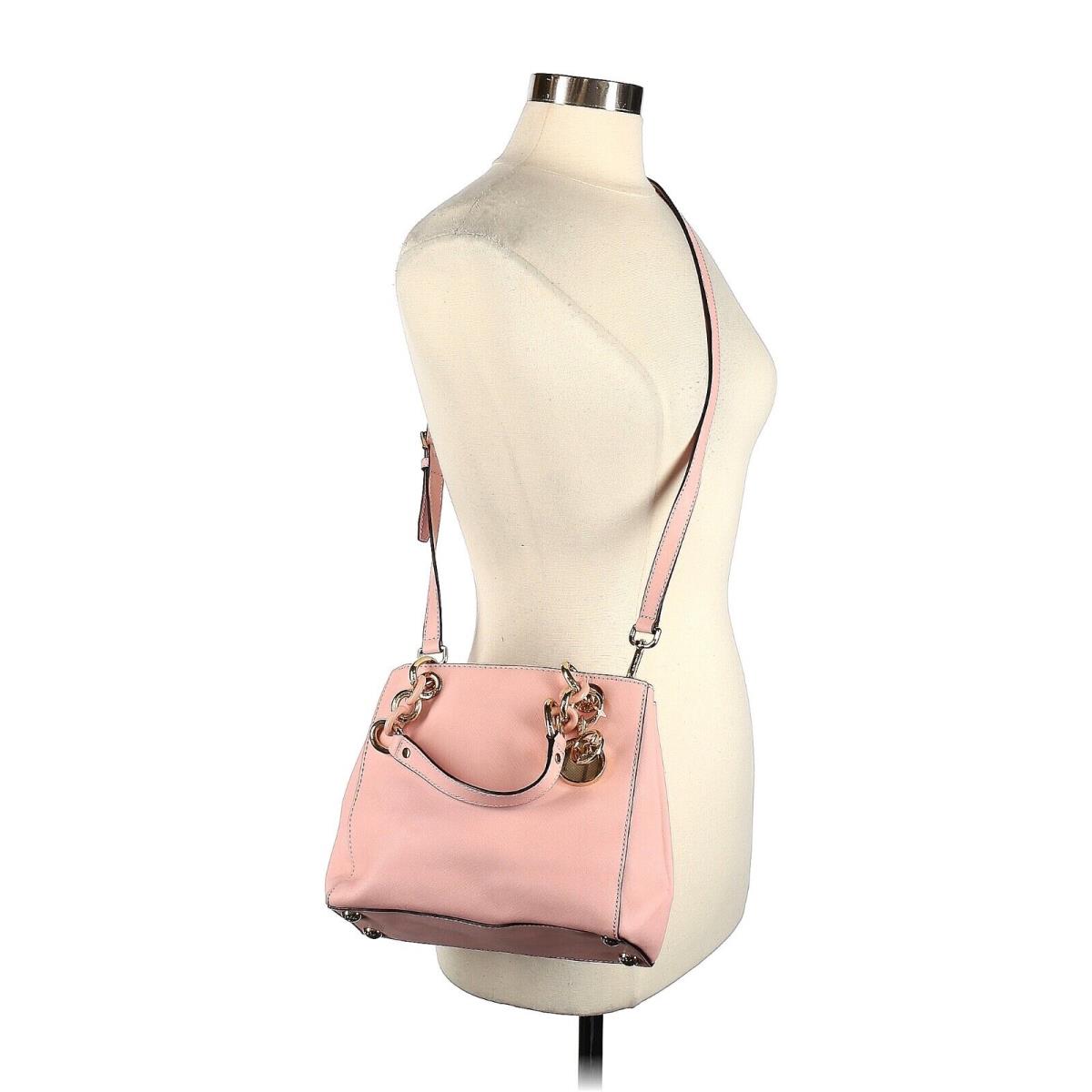 Michael Kors Cynthia Pastel Pink Leather Small Satchel Crossbody Bag