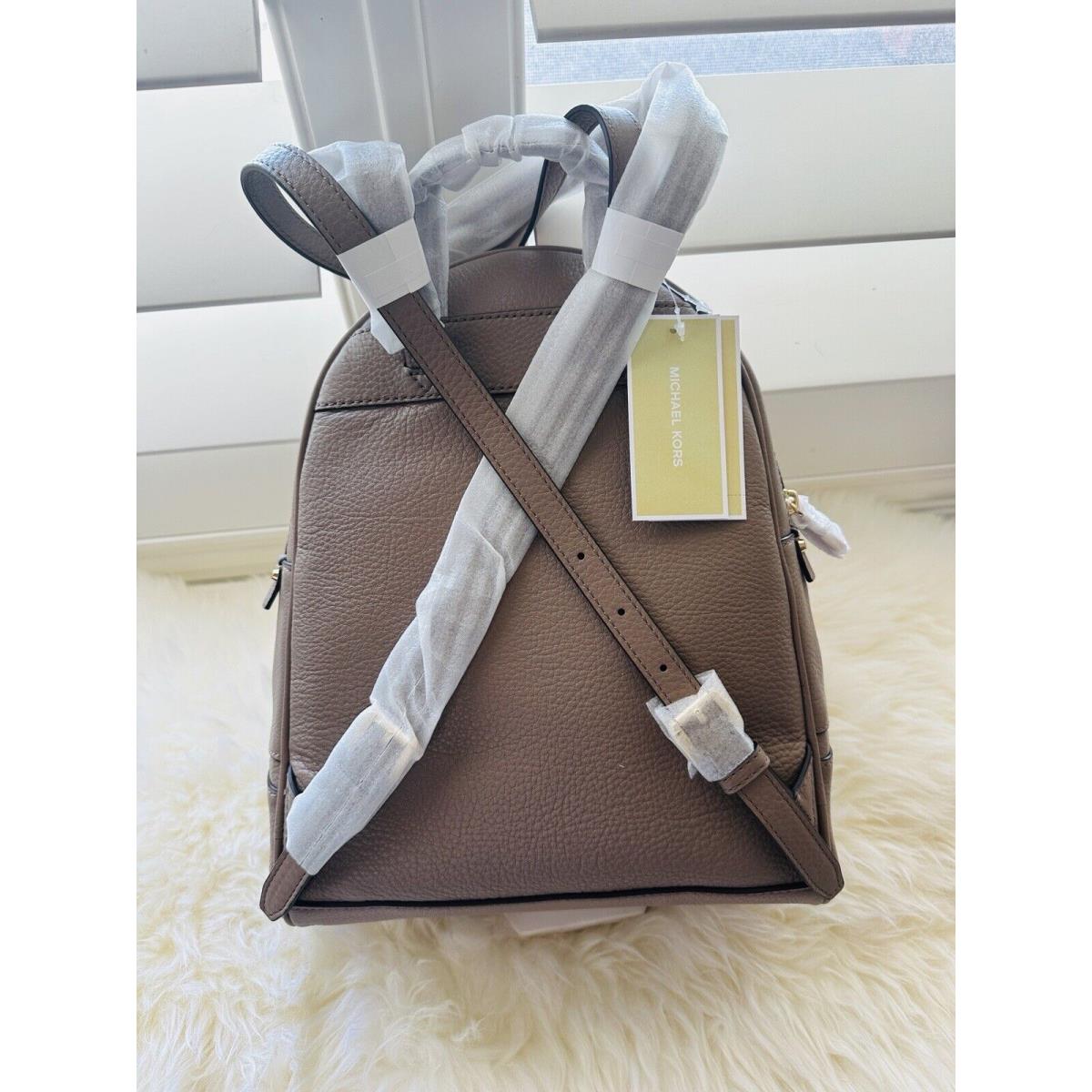 Michael Kors MK Rhea Zip Small Backpack DK Dune/gold Beige Leather Dust Bag