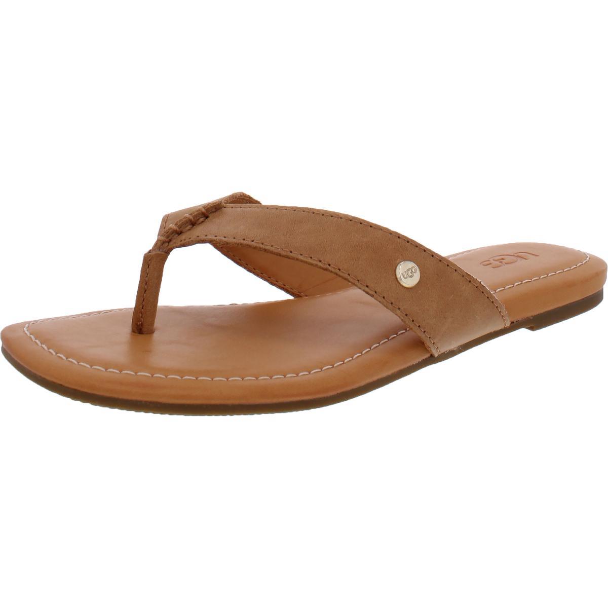 Ugg Womens Tuolumne Leather Thong Slides Flat Sandals Shoes Bhfo 9982 Almond
