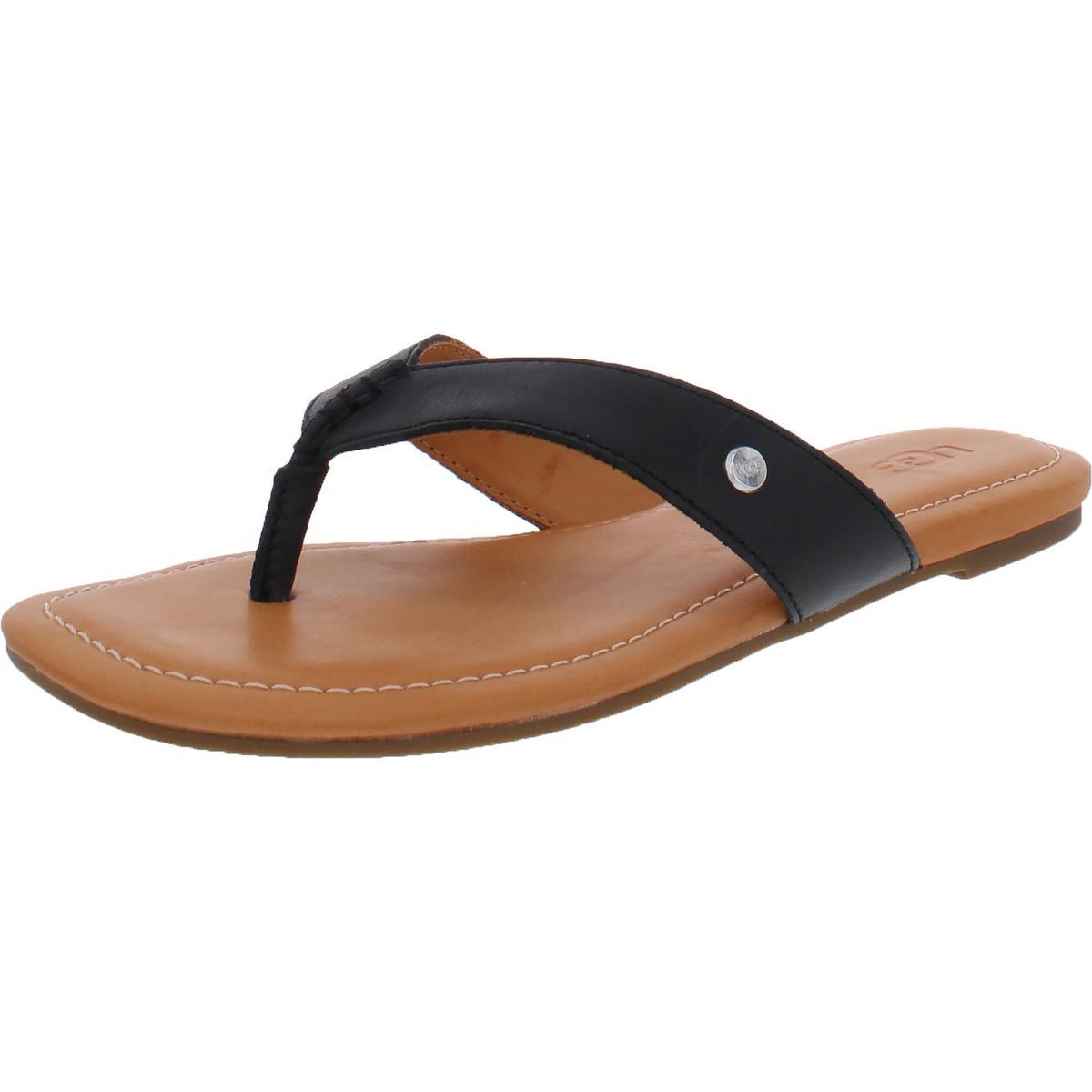 Ugg Womens Tuolumne Leather Thong Slides Flat Sandals Shoes Bhfo 9982 Black