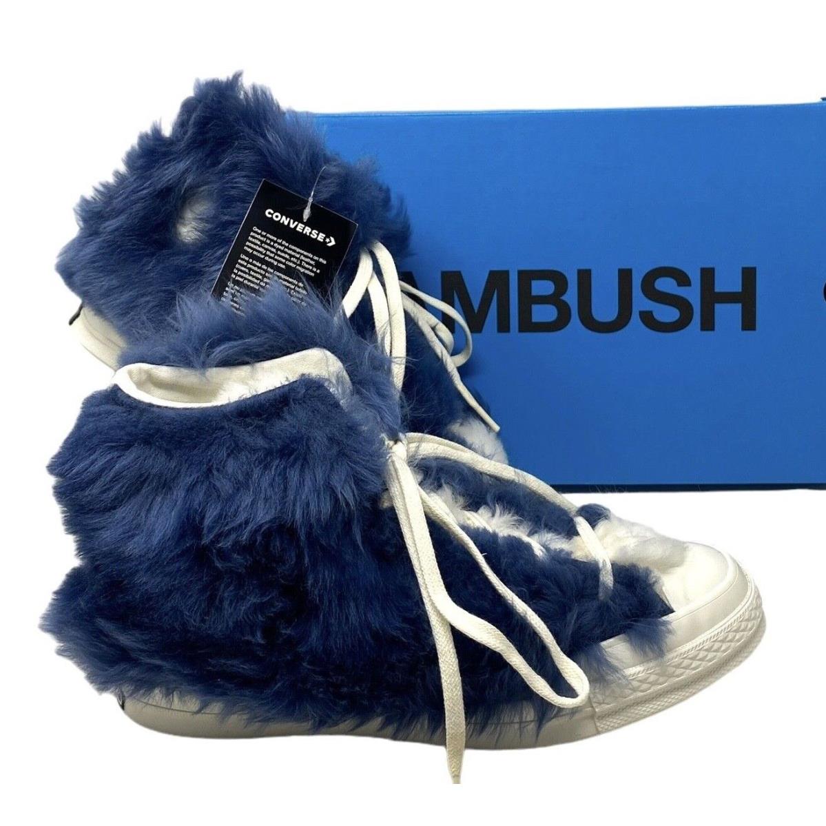 Converse Chuck 70 Fuzzy Hi Sneakers Navy Blue Shearling Wool Women Shoes 170587C
