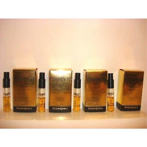 Yves Saint Laurent Champaigne BY Ysl Edt Spray VIAL.07 Oz. 2 ML.4 Pcs.vintage Rare V. Hard TO Find