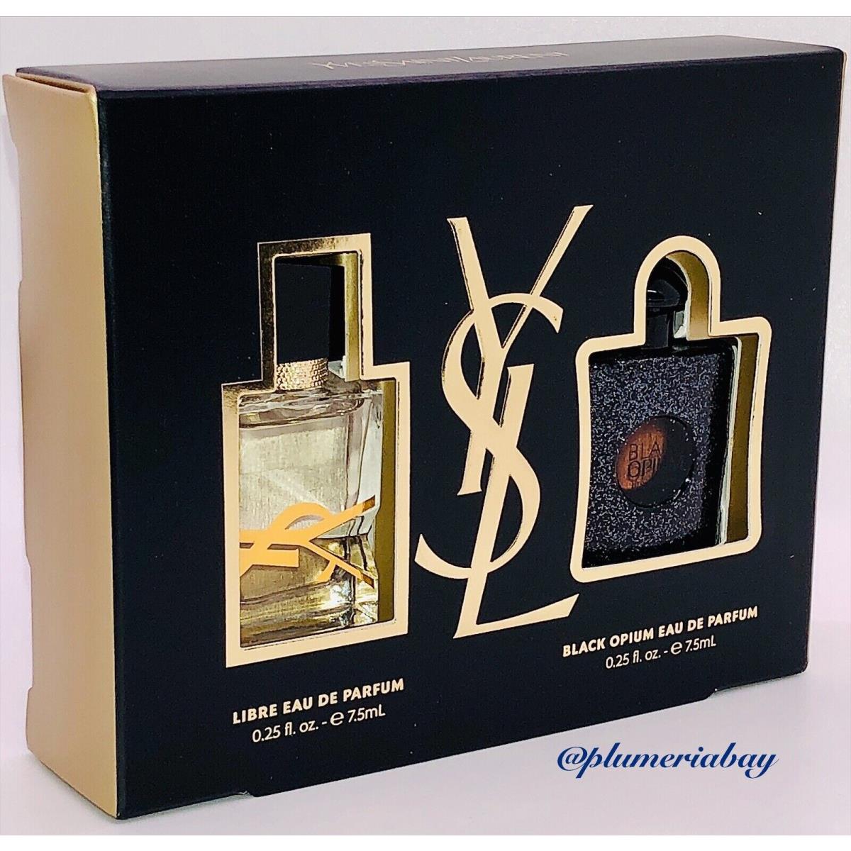 Yves Saint Laurent Ysl Mini Black Opium Libre Eau de Parfum Set 2x Travel Minis 0.25oz/ 7.5mL