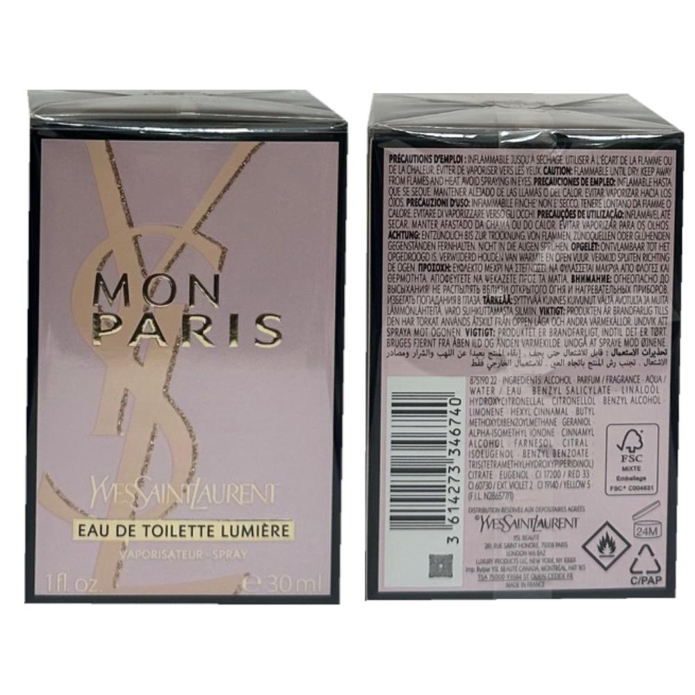 Ysl Yves Saint Laurent Mon Paris Eau de Toilette Lumiere Spray For Her 30ml/1oz