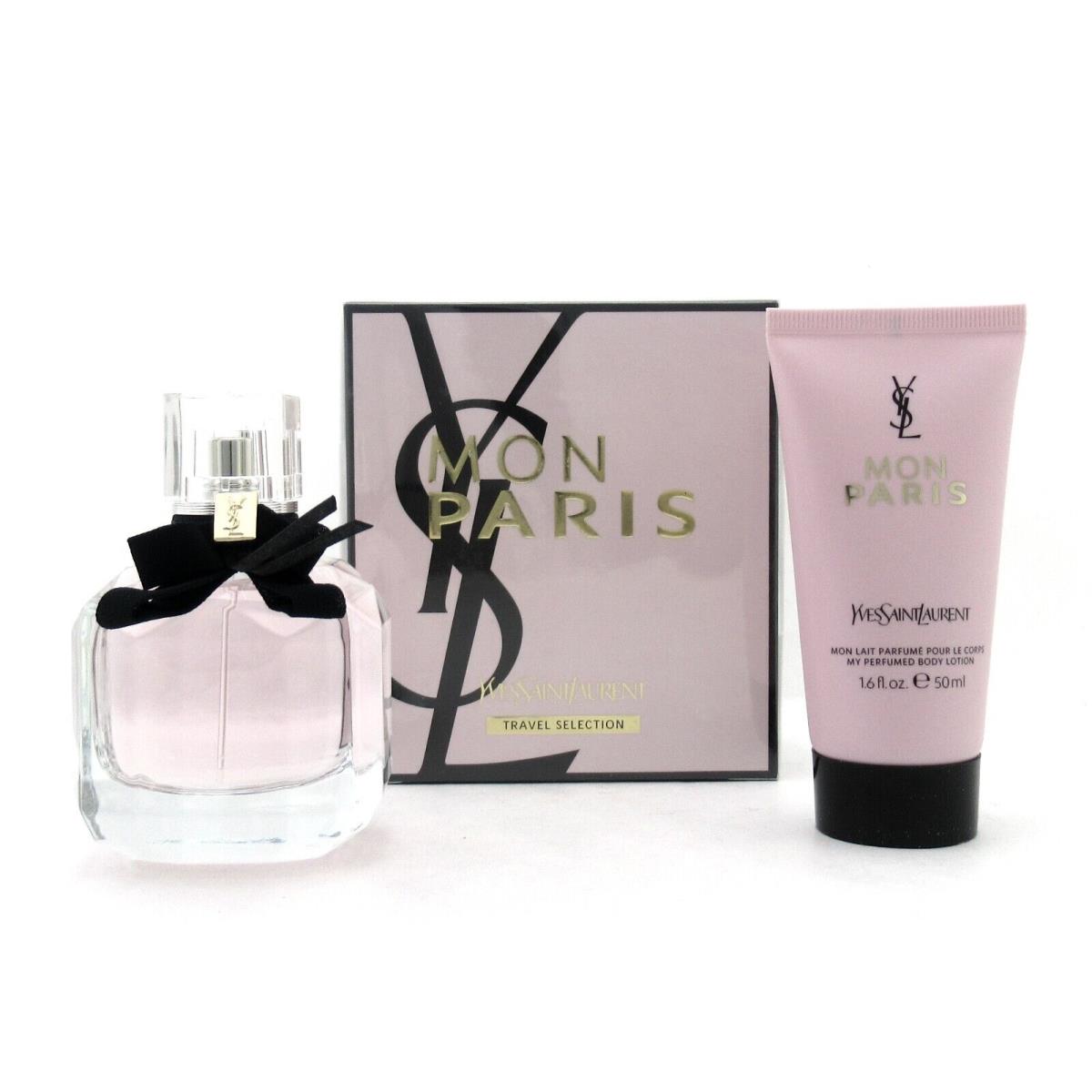 Mon Paris by Yves Saint Laurent 1.6 oz.EDP+1.6oz.Lotion Women Travel Set