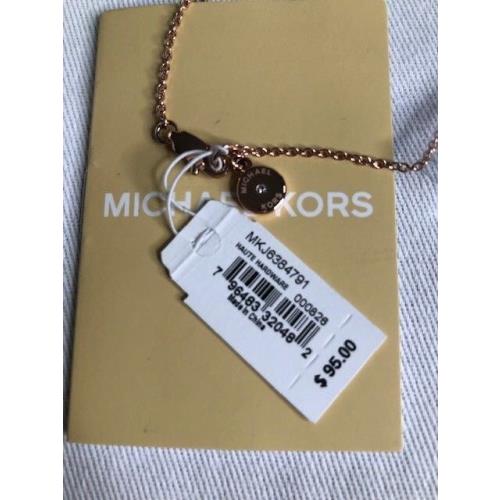 Michael Kors Pave Logo Plaque Gold-tone Pendant Necklace