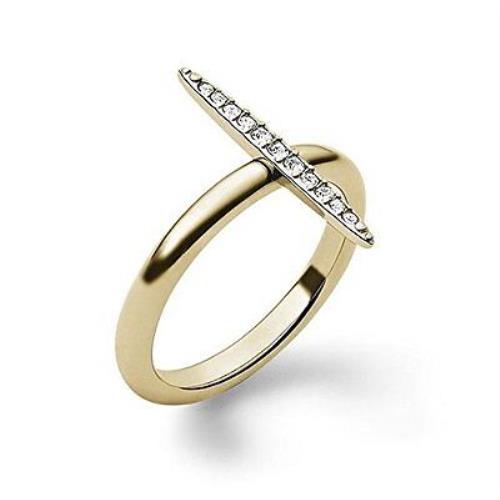 New-michael Kors Brilliance Gold Tone+pave Crystal Matchstick Ring- MKJ3522