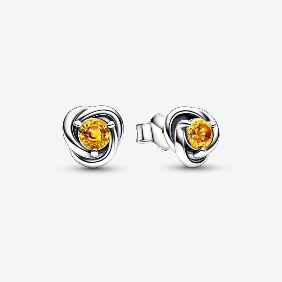 Pandora November Honey Eternity Circle Stud Earrings 292334C04