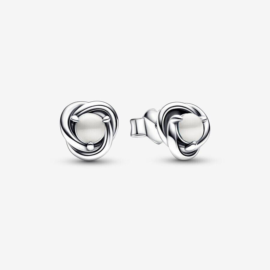 Pandora Silver June White Eternity Circle Stud Earrings 292335C03