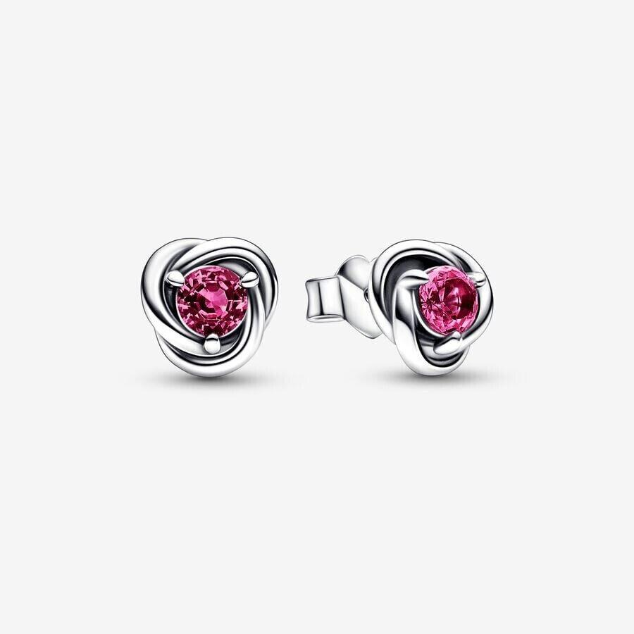 Pandora Silver October Pink Eternity Circle Stud Earrings 292334C05