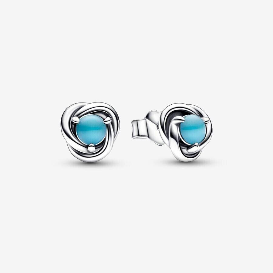 Pandora December Turquoise Eternity Circle Stud Earrings 292335C02