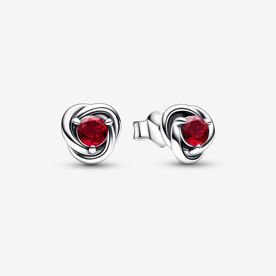 Pandora Silver July True Red Eternity Circle Stud Earrings 292334C01