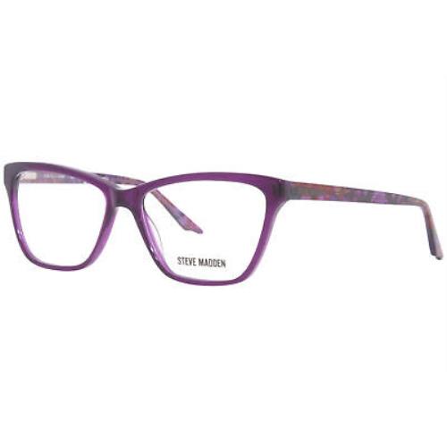 Steve Madden Roxannne Eyeglasses Frame Women`s Purple Full Rim Cat Eye 53mm