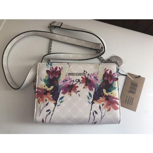 Steve Madden Floral Crossbody Chain Handbag White Watercolor Print