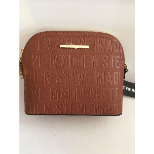 Steve Madden Handbag Bmarilyn Cognac Stamped Logo Gold Hardware