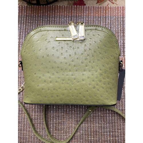 Steve Madden Handbag Bmaggie Ostrich Olive Green Gold-tone Hardware