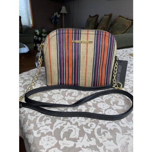 Steve Madden Handbag Bmaggie Multicolored Stripe Print Xbdy Gold -tone Hardware