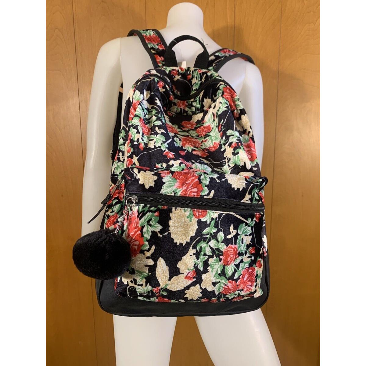 Steve Madden 17 Backpack Floral Velvet Velour Funky Fun