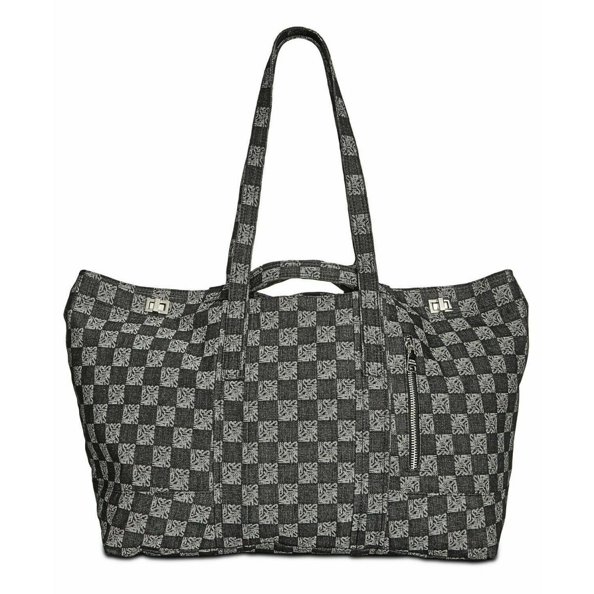 Steve Madden Darla Extra Large Tote Black and Silver - Exterior: Black