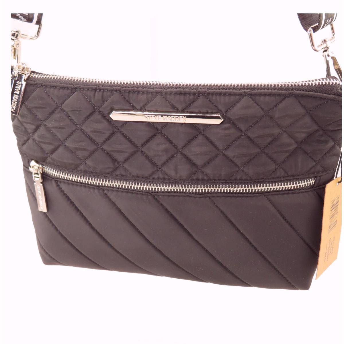 Steve Madden: Quilted Polyester Crossbody. Black. Vegan. ORG$68 NOW$55