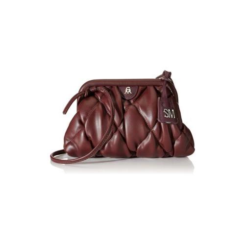 Steve Madden Tinley Quilted Clutch Burgundy Red Long Strap