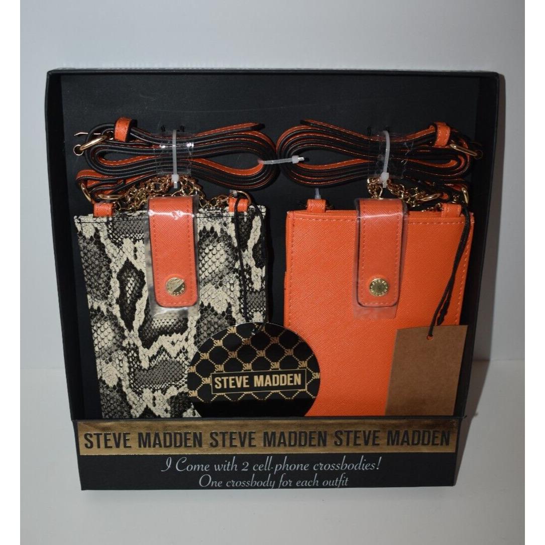 Steve Madden Cell Phone Crossbody Set - Snake Skin and Orange