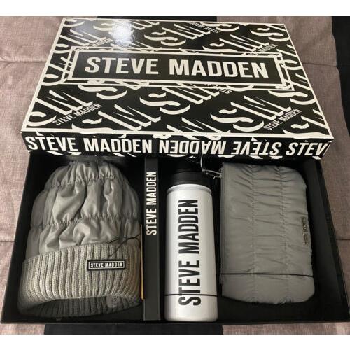 Steve Madden 3 Piece Gift Set Winter Hat Water Bottle and Wristlet