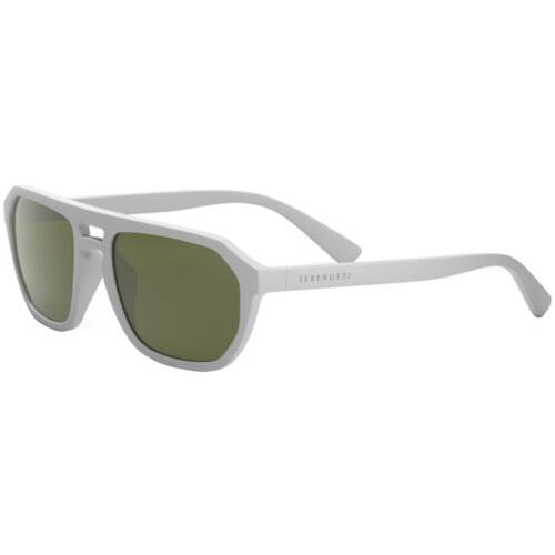 Serengeti Bellemon Polarized Men`s Navigator Sunglasses - SS53400 - Italy Matte White/555nm Green (SS534004)