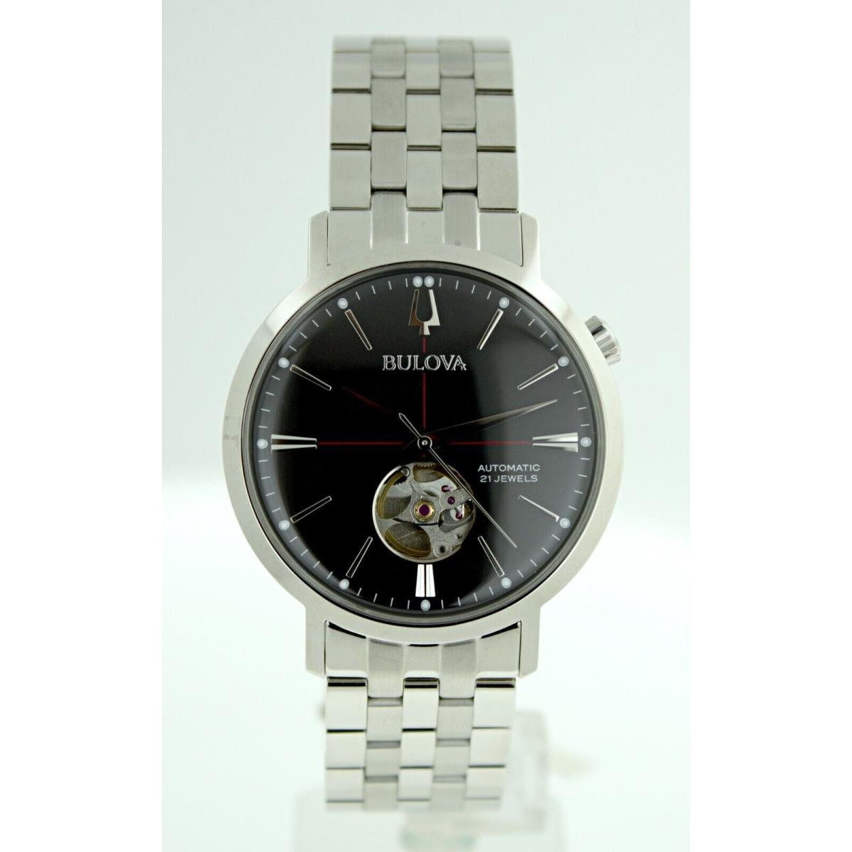 Bulova 96A199 Automatic Black Dial Stainless Steel Men`s Watch