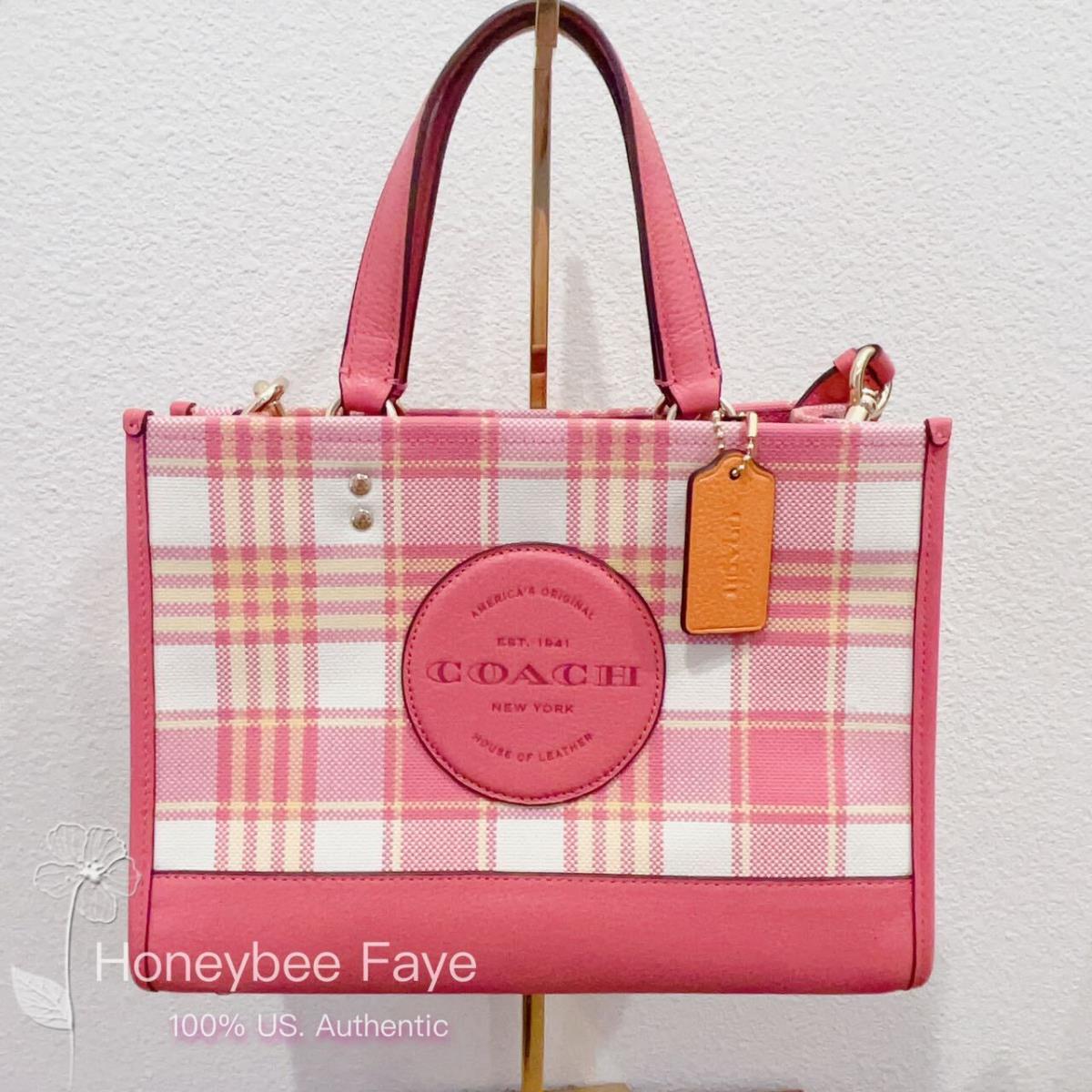 Coach Dempsey Carryall Tote with Garden Plaid Print and Coach Patch