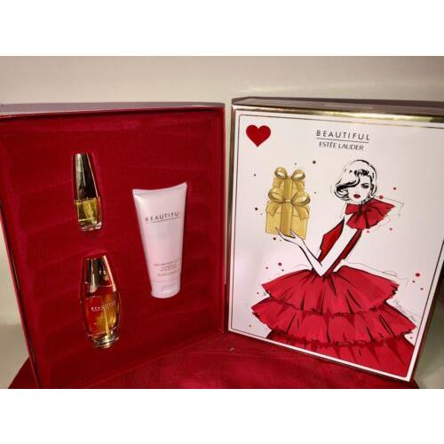 Gift Boxed Estee Lauder Beautiful TO GO 3 PC Gift Set Lotion Parfum Spray