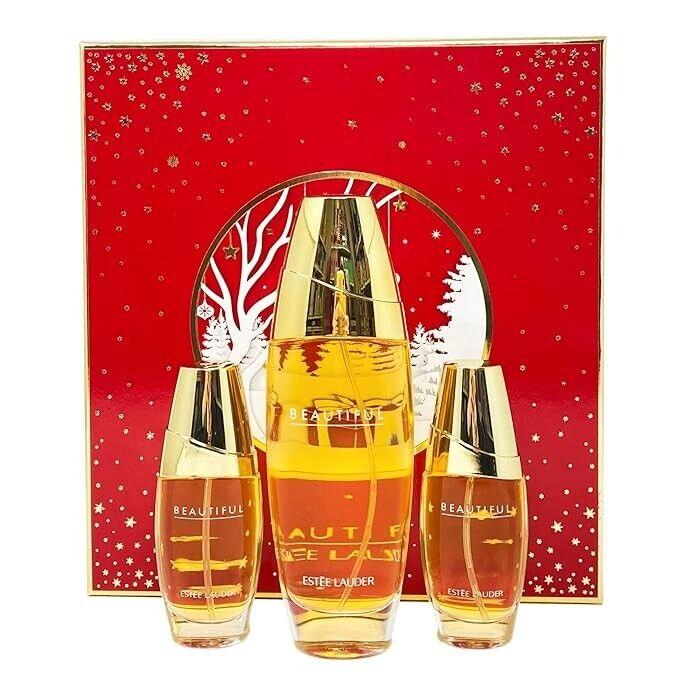 Estee Lauder Beautiful Eau De Parfum Perfect Trio 3.4 oz + 2 1 oz Spray Bottles