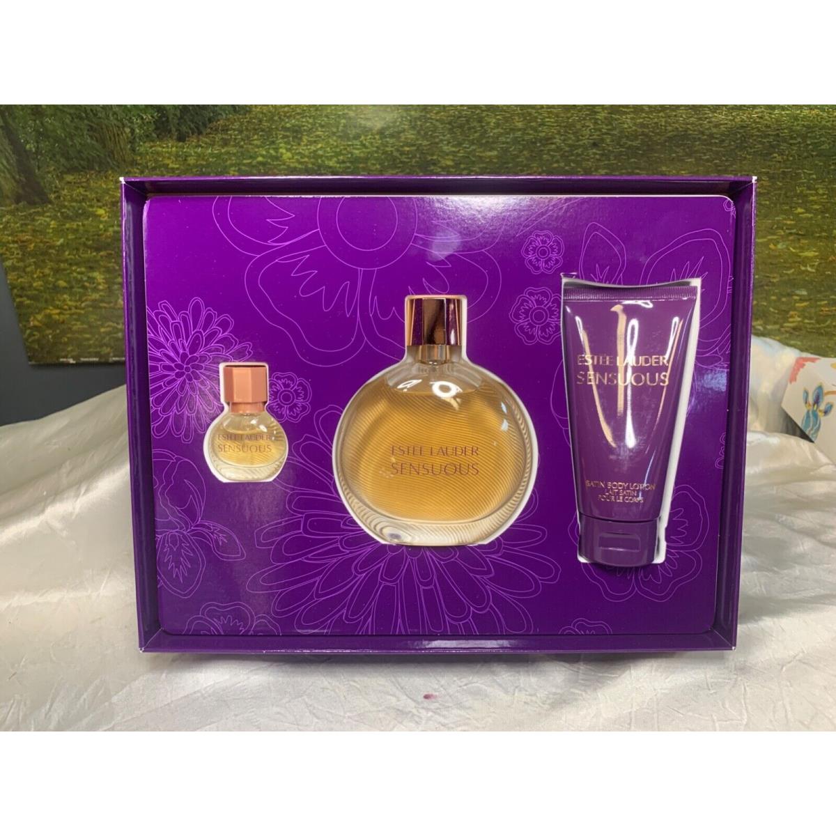 Estee Lauder Sensuous 100ML 4ML Edp Spray/ 75ML Satin Body Lotion Gift Set