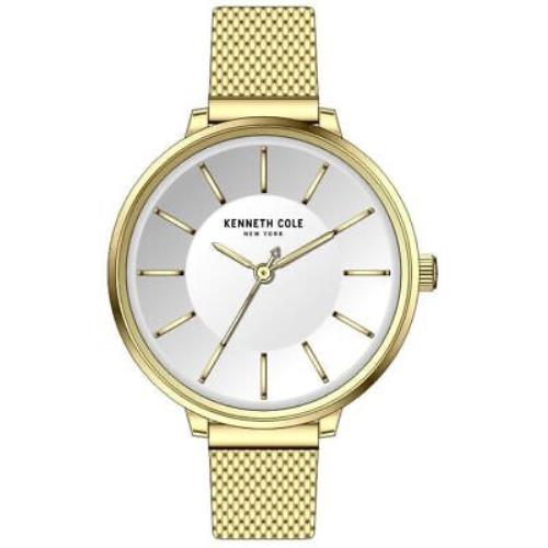 Women`s Kenneth Cole Classic Gold Tone Steel Mesh Band Watch KC50744003