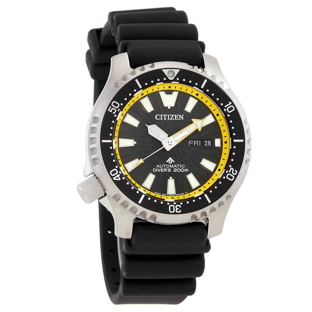 Citizen Promaster Lefty Automatic Black Dial Men`s Watch NY0130-08E - Dial: Black, Band: Black, Bezel: Silver-tone