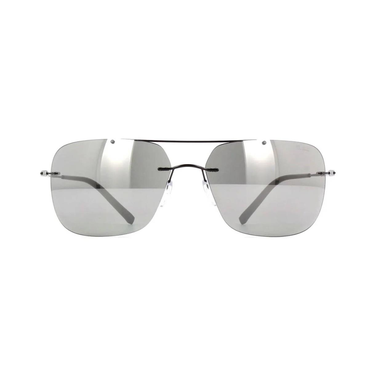 Silhouette Active Adventurer 8706 Black/light Grey Silver Mirrored Sunglasses