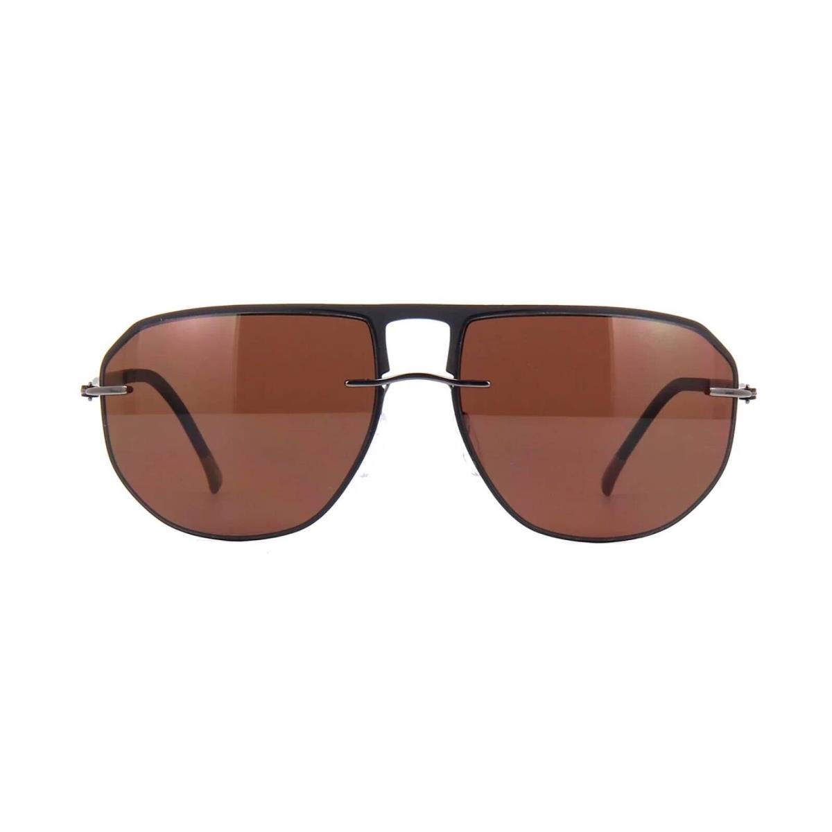 Silhouette Accent Shades 8704 Black/dark Brown Polarized 9040 D Sunglasses - Frame: Black, Lens: Dark Brown Polarized