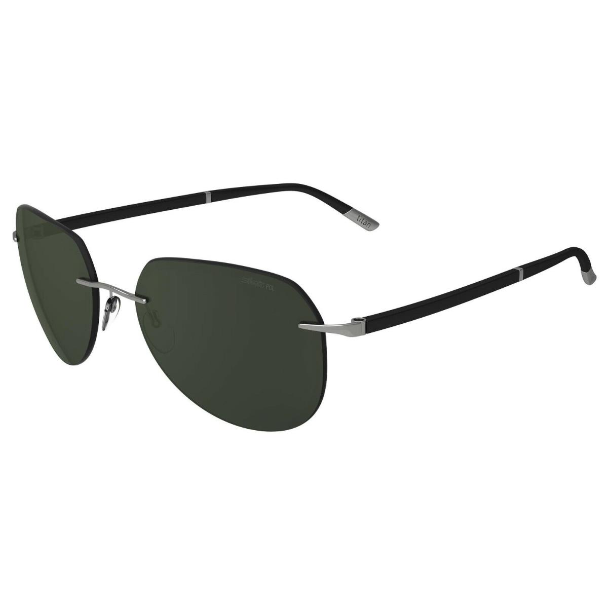 Silhouette Sun C-2 8709 Silver/green Polarized 6560 Sunglasses
