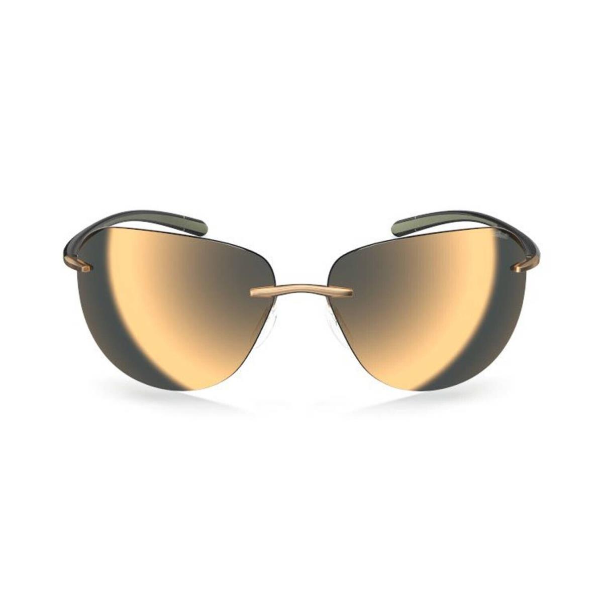 Silhouette Bayside 8729 Black Desert Beige/gold Mirrored 7530 Sunglasses - Frame: Black Desert Beige, Lens: Gold Mirrored